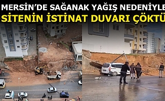 Mersin'de Yoğun Yağış Nedeniyle Bir Sitenin İstinat Duvarı Çöktü
